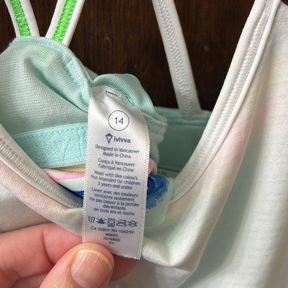White Ivivva tank with built in bra. Size 14 - Picture 7 of 7